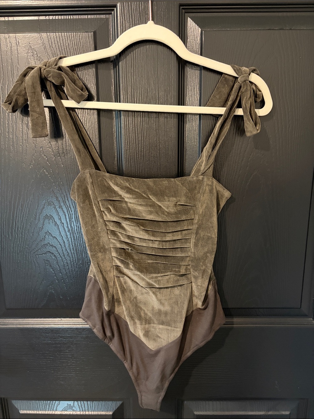 NWT Free People Velvet Tie-Shoulder Bodysuit